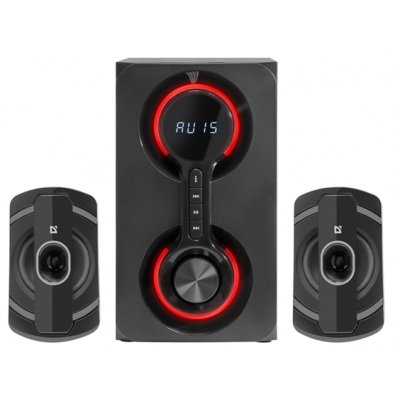 Колонки Defender Eclipse (2.1) - Black, 40Вт (2х10+20) RMS, 40Hz-20kHz, SD, USB, FM, MP3, LED