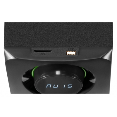 Колонки Defender Eclipse (2.1) - Black, 40Вт (2х10+20) RMS, 40Hz-20kHz, SD, USB, FM, MP3, LED