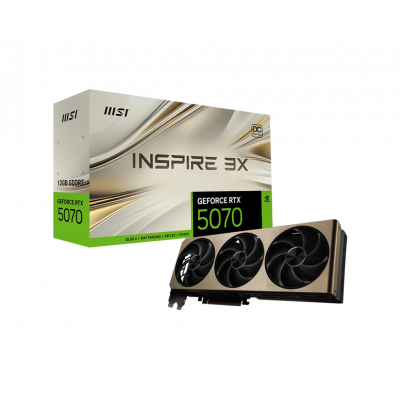 Видеокарта MSI GeForce RTX 5070 12G INSPIRE 3X OC, 12Gb GDDR7 192-bit 1xHDMI 3xDP G5070-12I3C