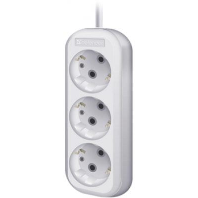 Удлинитель с заземлением Defender R330 16 А, 7 м, 3 розетки, белый