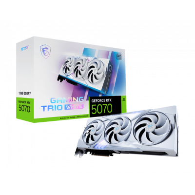 Видеокарта MSI GeForce RTX 5070 12G GAMING TRIO OC WHITE, 12G GDDR7 192bit 1xHDMI 3xDP G5070-12GTCW Видеокарта MSI GeForce RTX 5070 12G GAMING TRIO OC WHITE, 12G GDDR7 192bit 1xHDMI 3xDP G5070-12GTCW