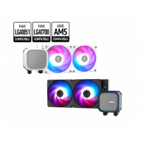 Водяное охлаждение для CPU MSI MAG CORELIQUID A13 240, 1700/1851/AM4/AM5, ARGB, Fan 2x120mm, Черный