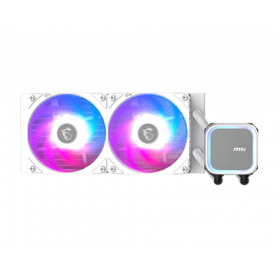 Водяное охлаждение для CPU MSI MAG CORELIQUID A13 240, 1700/1851/AM4/AM5, ARGB, Fan 2x120mm, Белый Водяное охлаждение для CPU MSI MAG CORELIQUID A13 240, 1700/1851/AM4/AM5, ARGB, Fan 2x120mm, Белый