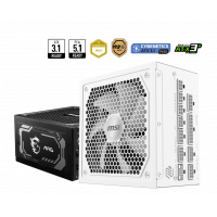 Блок питания MSI MAG A1000GL PCIE5 WHITE, 1000W, Active PFC, 80+ GOLD, Full Modular, ATX3.1, Белый Блок питания MSI MAG A1000GL PCIE5 WHITE, 1000W, Active PFC, 80+ GOLD, Full Modular, ATX3.1, Белый