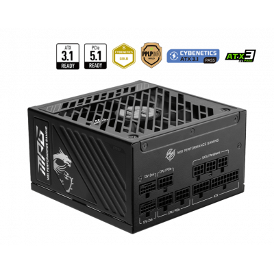 Блок питания MSI MPG A1250GS PCIE5, 1250W, Active PFC, 80+ GOLD, Full Modular, MPG A1250GS PCIE5