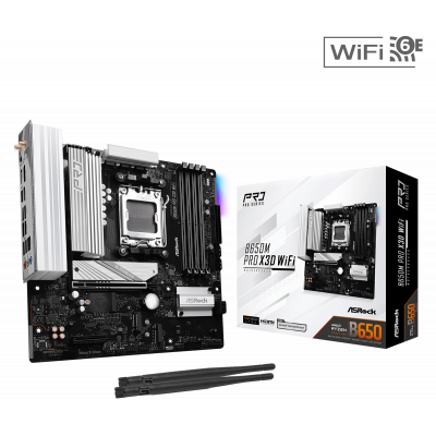 Материнская плата ASRock B650M PRO X3D WIFI AM5 4xDDR5 4xSATA3 3xM.2 Type-C HDMI DP WiFi6E mATX