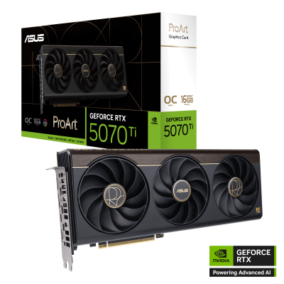 Видеокарта ASUS GeForce RTX5070Ti 16Gb, ProArt OC GDDR7 256bit HDMI 2xDP TypeC PROART-RTX5070TI-O16G