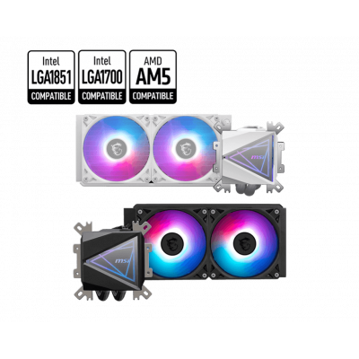 Водяное охлаждение для CPU MSI MAG CORELIQUID I240 WHITE Socket Intel/AMD, ARGB, Fan 2x120см Белый