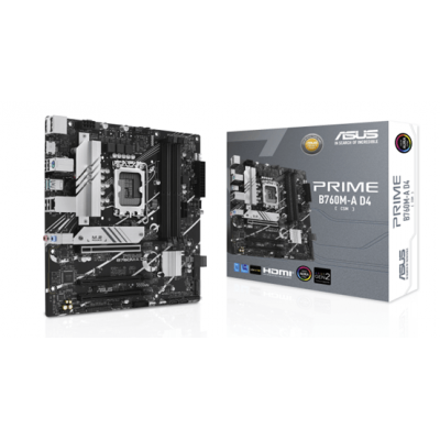 Материнская плата ASUS PRIME B760M-A D4-CSM, LGA1700 B760 4xDDR4 4xSATA3 2xM.2 RAID 2xHDMI 1xDP mATX