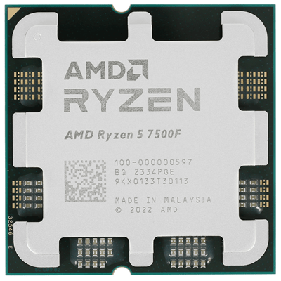 Процессор AMD Ryzen 5 7500F 3,7Гц (5,0ГГц Turbo) 6C/12T 32MB L3 65W-85W AM5 OEM 100-000000597
