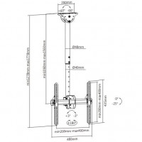 Кронштейн потолочный Brateck PLB-CE944-01L, 106-156см, до 50кг