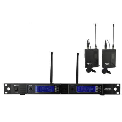 Комплект из 2-х беспроводных петличных микрофонов MARK MR 2200/2, 2x200 каналов