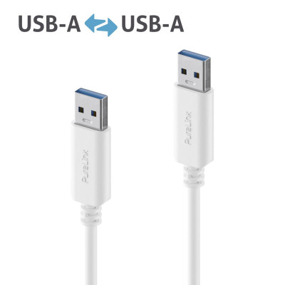Кабель Purelink IS2400-015 USB-A to USB-A Cable - 3.1 Gen 1, 3A/5V/15W, 5G - iSeries - white - 1.50m