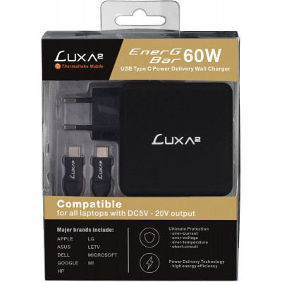 Блок питания для ноутбука Thermaltake LUXA2 EnerG Bar, 60W, USB-C, PO-UBC-PC60BK-01