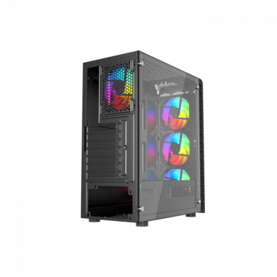 Корпус Wintek Energy JX188-11-M TG, ITX/ATX, USB 1*3.0/2*2.0, HD-Audio+Mic, 0,5mm, 4*ARGB fan (контроллер + пульт д/у в комплекте), чёрный