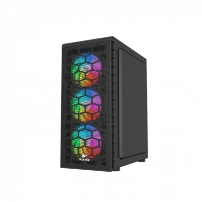 Корпус Wintek Energy JX188-11-M TG, ITX/ATX, USB 1*3.0/2*2.0, HD-Audio+Mic, 0,5mm, 4*ARGB fan (контроллер + пульт д/у в комплекте), чёрный