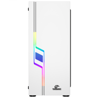 Корпус Wintek Light JX188-7-W TG, ATX/Micro ATX, USB 1*3.0/2*2.0, HD-Audio+Mic, 0,5 mm, 1*12cm fRGB, белый