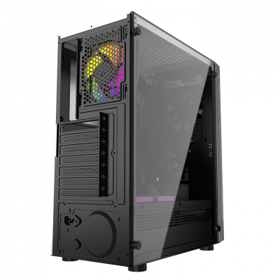 Корпус Wintek Light JX188-7-W TG, ATX/Micro ATX, USB 1*3.0/2*2.0, HD-Audio+Mic, 0,5 mm, 1*12cm fRGB, белый
