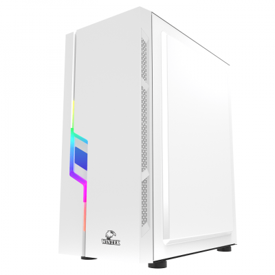 Корпус Wintek Light JX188-7-W TG, ATX/Micro ATX, USB 1*3.0/2*2.0, HD-Audio+Mic, 0,5 mm, 1*12cm fRGB, белый