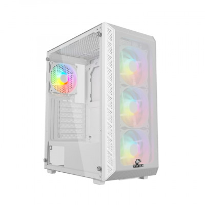 Корпус Wintek Mars PS195-6-M-W TG, ATX/Micro ATX, USB 1*3.0/2*2.0, 0,45mm, 4*12cm ARGB fan (контроллер + пульт д/у в комплекте), белый