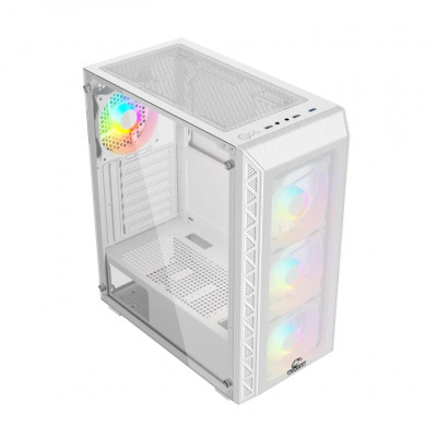 Корпус Wintek Mars PS195-6-M-W TG, ATX/Micro ATX, USB 1*3.0/2*2.0, 0,45mm, 4*12cm ARGB fan (контроллер + пульт д/у в комплекте), белый