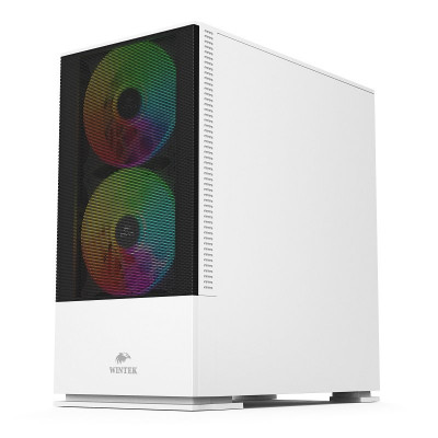 Корпус Wintek Shadow 701-W TG, Micro ATX, USB 1*3.0/1*2.0, HD-Audio+Mic, 2*14cm+1*12cm ARGB fan (без контроллера), белый