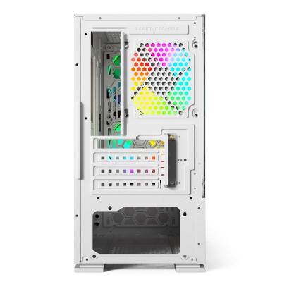 Корпус Wintek Shadow 701-W TG, Micro ATX, USB 1*3.0/1*2.0, HD-Audio+Mic, 2*14cm+1*12cm ARGB fan (без контроллера), белый