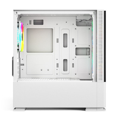 Корпус Wintek Shadow 701-W TG, Micro ATX, USB 1*3.0/1*2.0, HD-Audio+Mic, 2*14cm+1*12cm ARGB fan (без контроллера), белый