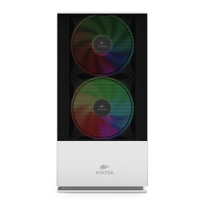 Корпус Wintek Shadow 701-W TG, Micro ATX, USB 1*3.0/1*2.0, HD-Audio+Mic, 2*14cm+1*12cm ARGB fan (без контроллера), белый