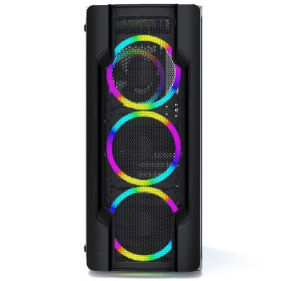 Корпус Wintek Star JX188-2 TG, ITX/ATX, USB 1*3.0/2*2.0, HD-Audio+Mic, 0,5mm, 4*ARGB fan (контроллер + пульт д/у в комплекте), чёрный