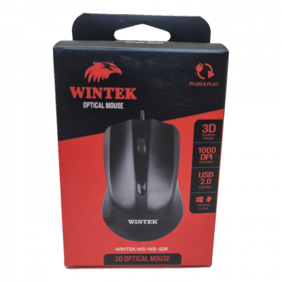 Мышь Wintek WS-MS-926, USB, 1000 dpi, 1.5 м, чёрная
