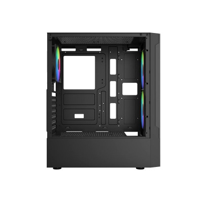 Корпус Wintek Shadow PRO 801 B-M TG, ATX, USB 1*3.0/2*2.0, HD-Audio+Mic, 2*14cm+1*12cm ARGB fan (без контроллера), чёрный
