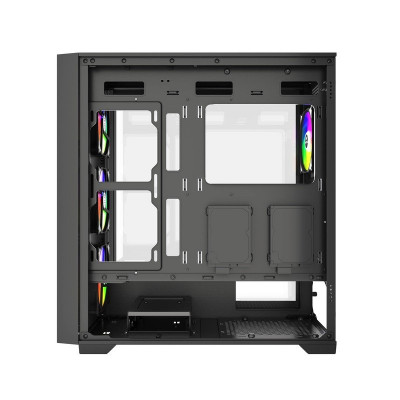 Корпус Wintek Andromeda MAX P193-M-B TG, ATX, USB 2*3.0/1*2.0, HD+Mic, 0,5mm, 4*12cm ARGB (контроллер + пульт д/у в комплекте), Black