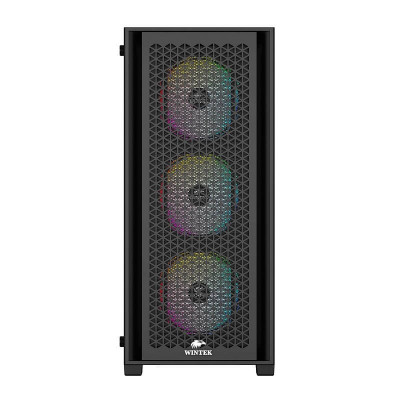 Корпус Wintek Andromeda MAX P193-M-B TG, ATX, USB 2*3.0/1*2.0, HD+Mic, 0,5mm, 4*12cm ARGB (контроллер + пульт д/у в комплекте), Black