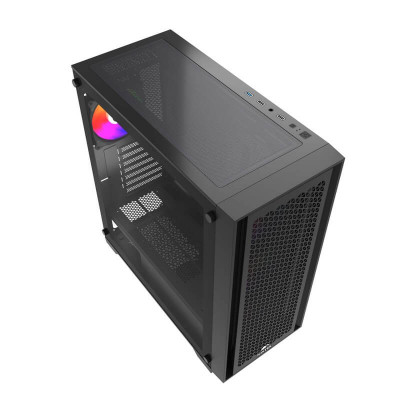 Корпус Wintek Andromeda MAX P193-M-B TG, ATX, USB 2*3.0/1*2.0, HD+Mic, 0,5mm, 4*12cm ARGB (контроллер + пульт д/у в комплекте), Black