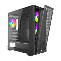 Корпус Wintek Andromeda MAX P193-M-B TG, ATX, USB 2*3.0/1*2.0, HD+Mic, 0,5mm, 4*12cm ARGB (контроллер + пульт д/у в комплекте), Black