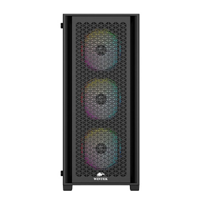 Корпус Wintek Andromeda MAX P193-M-B TG, ATX, USB 2*3.0/1*2.0, HD+Mic, 0,5mm, 4*12cm ARGB (контроллер + пульт д/у в комплекте), Black