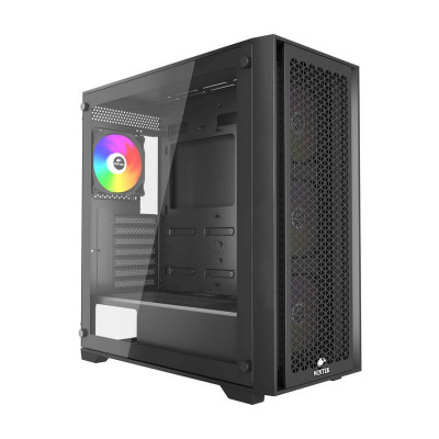 Корпус Wintek Andromeda MAX P193-M-B TG, ATX, USB 2*3.0/1*2.0, HD+Mic, 0,5mm, 4*12cm ARGB (контроллер + пульт д/у в комплекте), Black