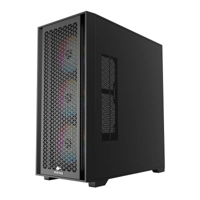 Корпус Wintek Andromeda MAX P193-M-B TG, ATX, USB 2*3.0/1*2.0, HD+Mic, 0,5mm, 4*12cm ARGB (контроллер + пульт д/у в комплекте), Black