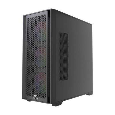 Корпус Wintek Andromeda MAX P193-M-B TG, ATX, USB 2*3.0/1*2.0, HD+Mic, 0,5mm, 4*12cm ARGB (контроллер + пульт д/у в комплекте), Black
