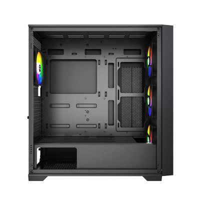 Корпус Wintek Andromeda MAX P193-M-B TG, ATX, USB 2*3.0/1*2.0, HD+Mic, 0,5mm, 4*12cm ARGB (контроллер + пульт д/у в комплекте), Black