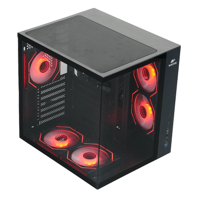 Корпус Wintek Cube Pro V909-B TG, ATX, USB 1*3.0/2*2.0, 5*12cm ARGB PWM (контр. + пульт д/у), чёрный