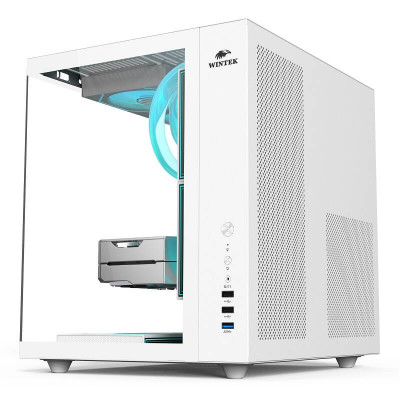 Корпус Wintek Cube Pro V909-W TG, ATX, USB 1*3.0/2*2.0, 5*12cm ARGB PWM (контр. + пульт д/у), белый
