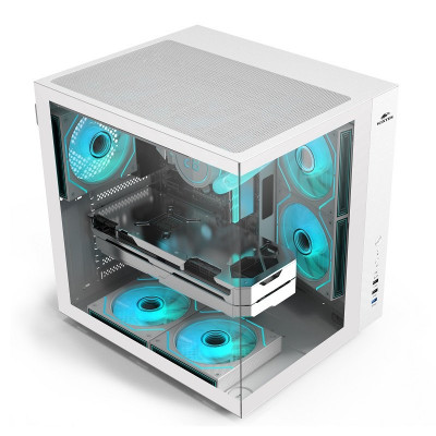 Корпус Wintek Cube Pro V909-W TG, ATX, USB 1*3.0/2*2.0, 5*12cm ARGB PWM (контр. + пульт д/у), белый