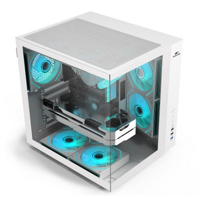 Корпус Wintek Cube Pro V909-W TG, ATX, USB 1*3.0/2*2.0, 5*12cm ARGB PWM (контр. + пульт д/у), белый