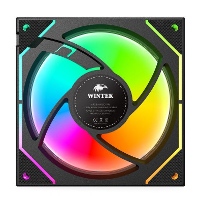 Вентилятор для корпуса Wintek 1236-B-12 ARGB, 12 см, 3 pin ARGB + 4 pin PWM, Black