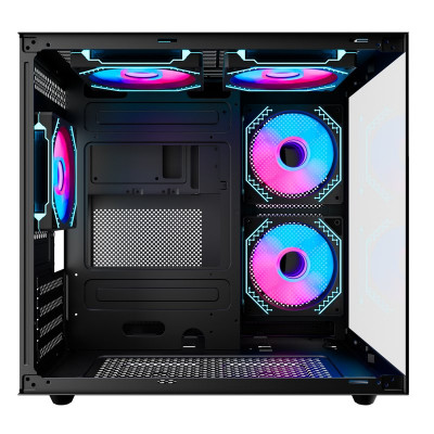 Корпус Wintek Aquarium H101-B TG, mATX, USB 1*3.0/1*2.0, 5*12cm ARGB PWM (контр. + пульт д/у), чёрный