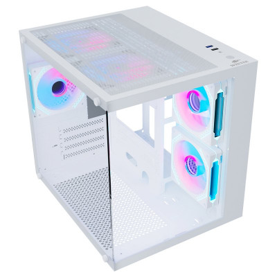 Корпус Wintek Aquarium H101-W TG, mATX, USB 1*3.0/1*2.0, 5*12cm ARGB PWM (контр. + пульт д/у), белый