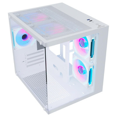 Корпус Wintek Aquarium H101-W TG, mATX, USB 1*3.0/1*2.0, 5*12cm ARGB PWM (контр. + пульт д/у), белый