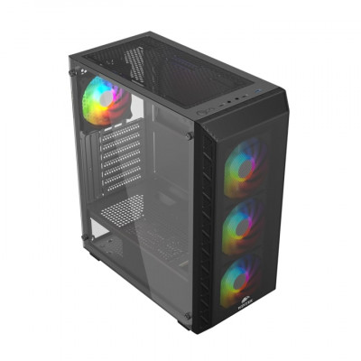 Корпус Wintek Mars PS195-6-M-B TG, ATX/Micro ATX, USB 1*3.0/2*2.0, 0,45mm, 4*12cm ARGB fan (контроллер + пульт д/у в комплекте), чёрный